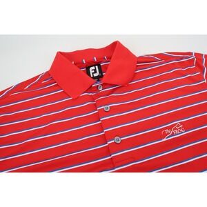 Footjoy Mens‎ Large Red Blue White Striped Golf Performance Polo Shirt